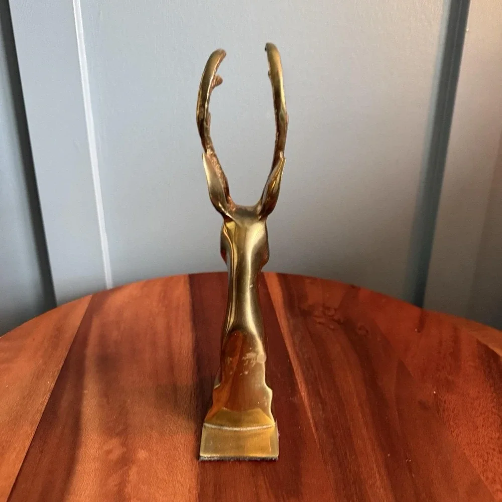 Vintage Brass Stag Deer Bookend 9.5